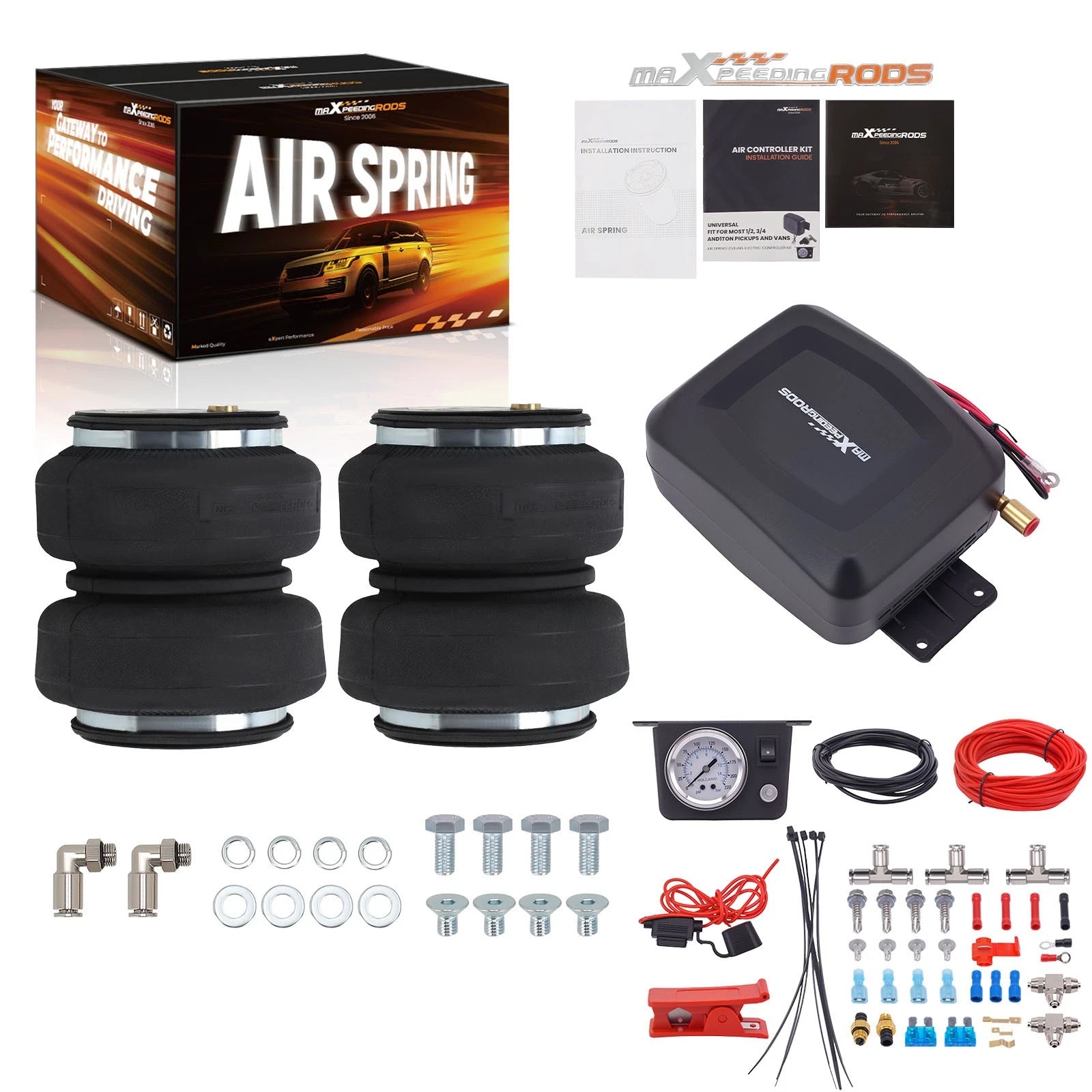 2X Air Spring Bags + Air Compressor Kit for Ford Super Duty