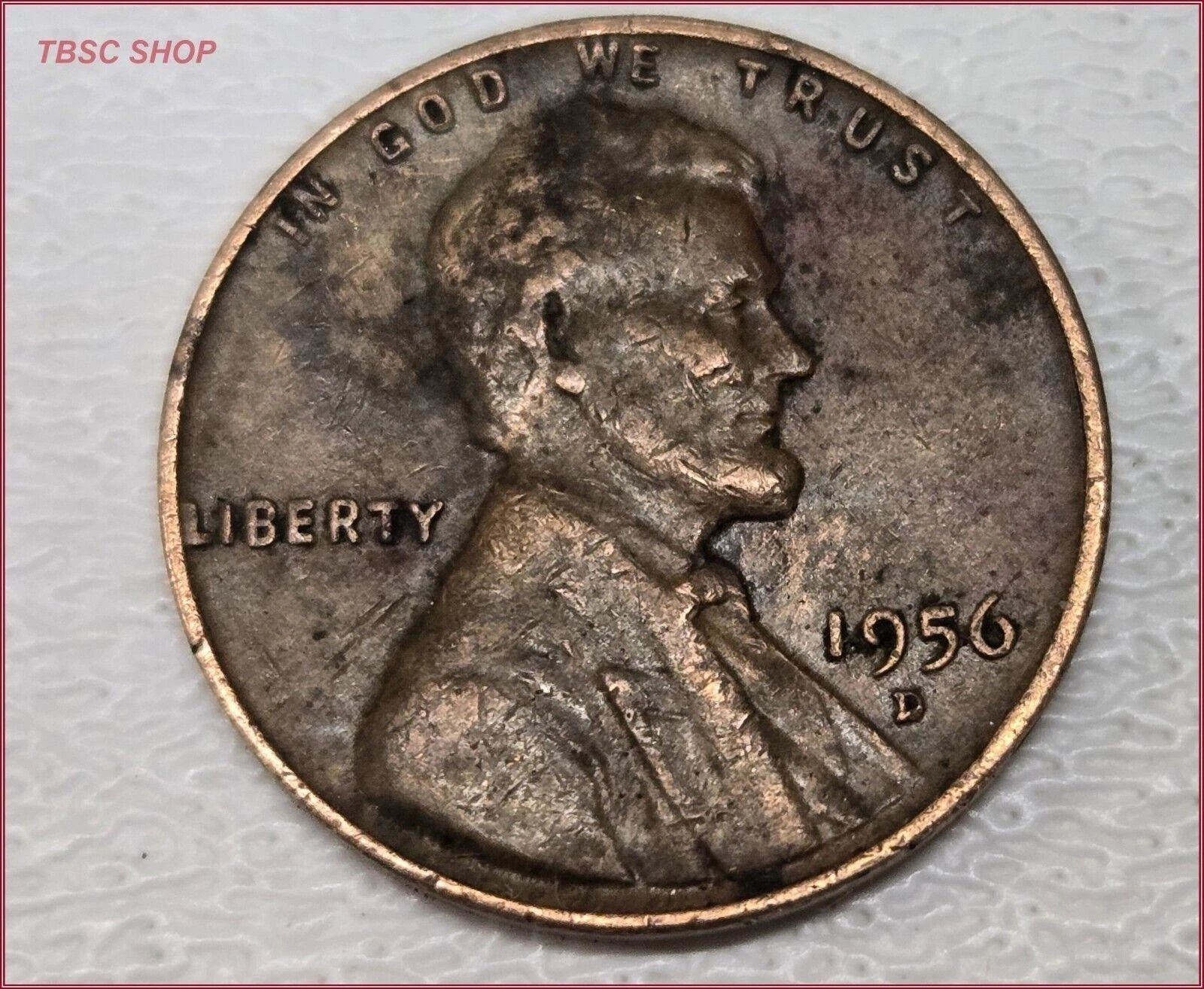 Wheat Penny ERROR L On Rim for 1956