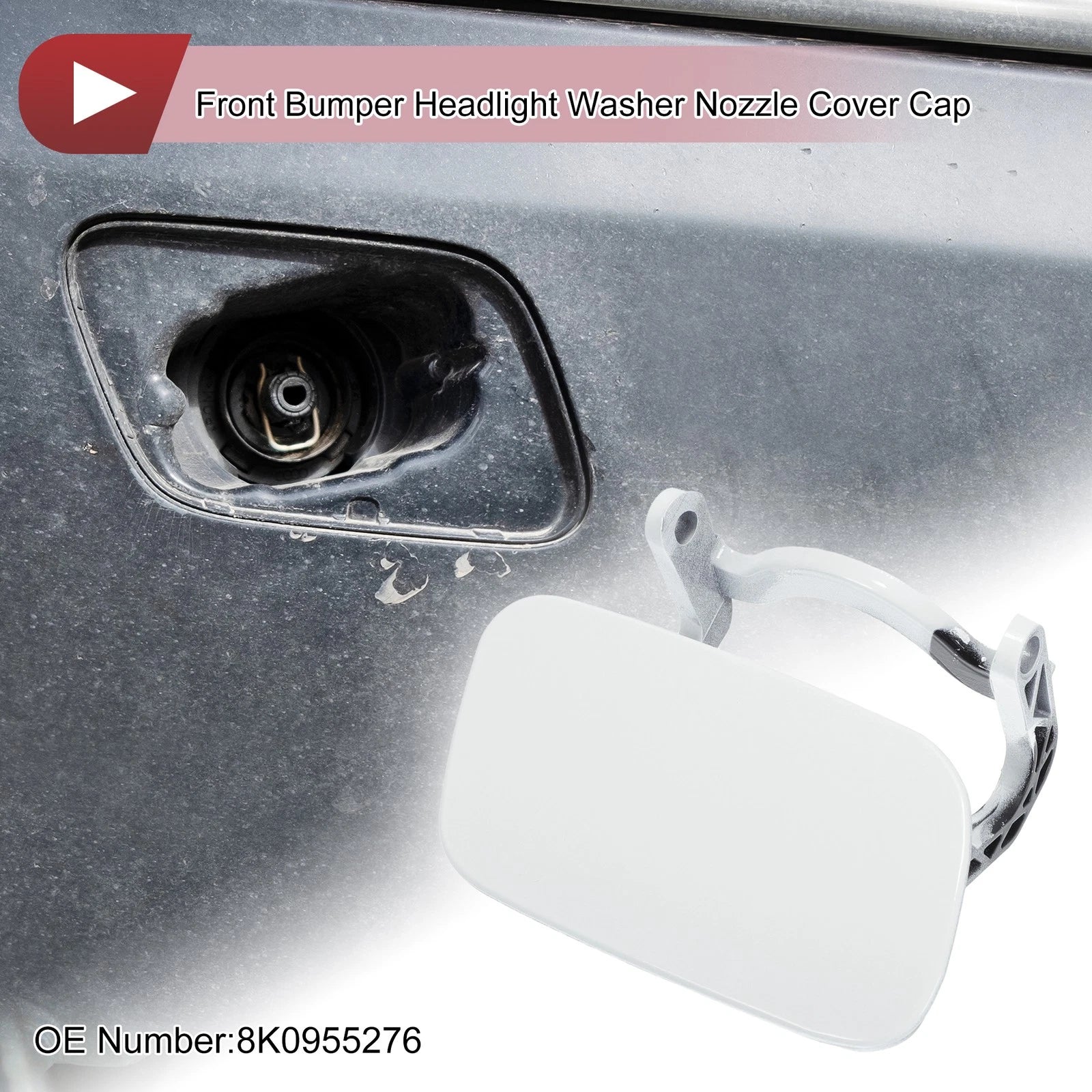 Front Right Washer Nozzle Cover Cap for Audi A4 S4 (2002–2008) 1 Pc White