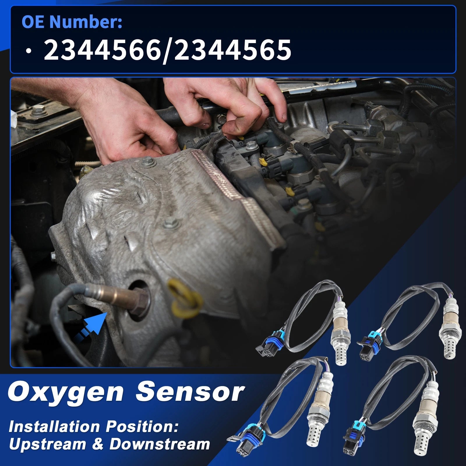 Set of 4 Upstream & Downstream O2 Sensors for Chevrolet Traverse (2012–2017) 2344566/2344565