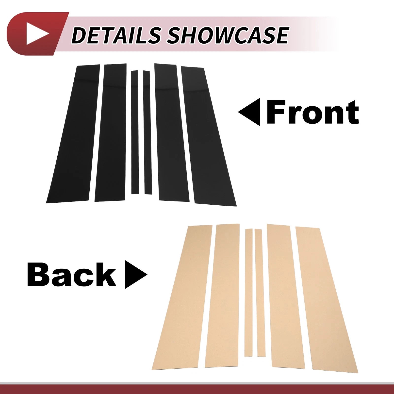 6 Pcs Door Pillar Window Trim for Nissan Titan (2004–2015) Black