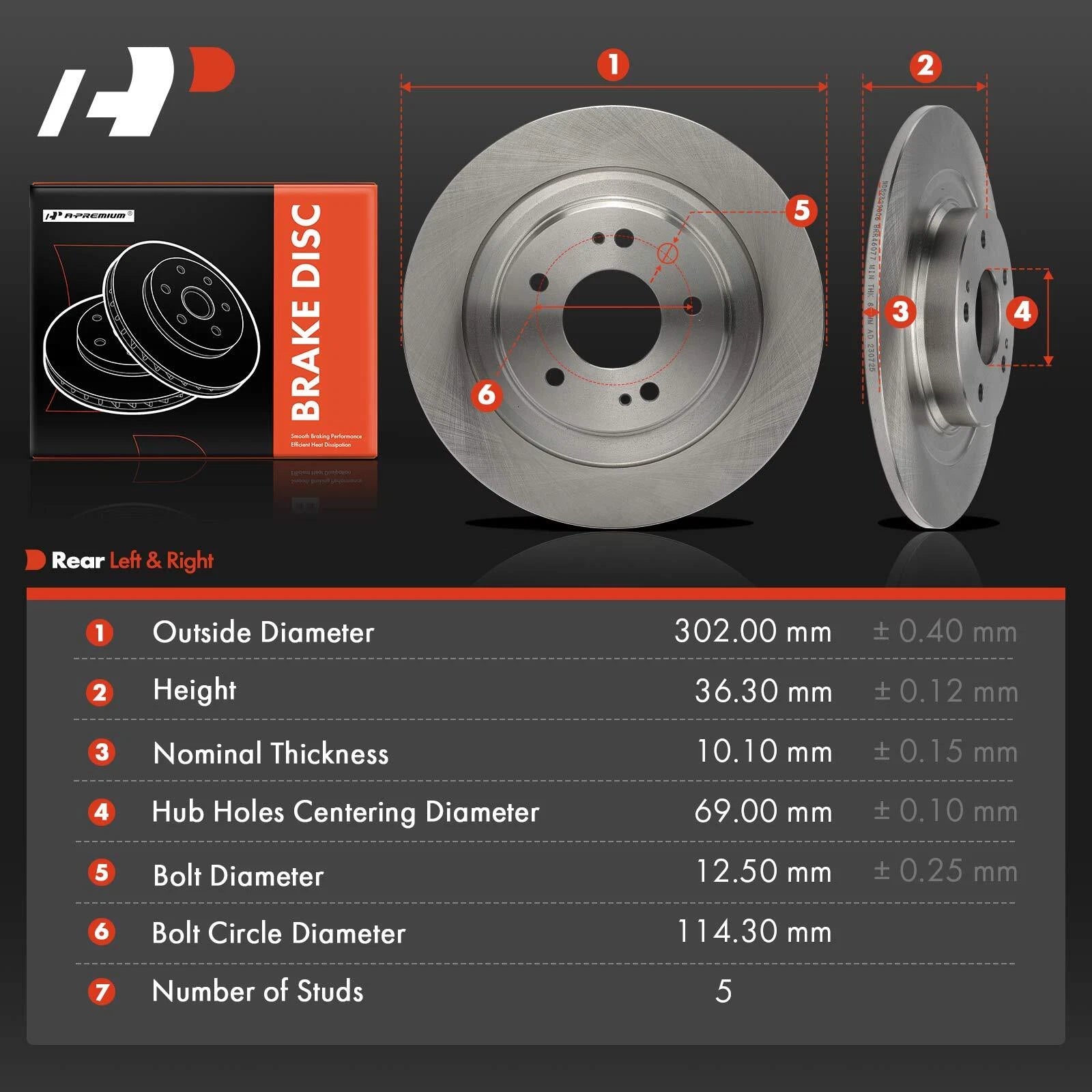 Rear Disc Brake Rotors for Mitsubishi Outlander (2014-2020) Eclipse Cross