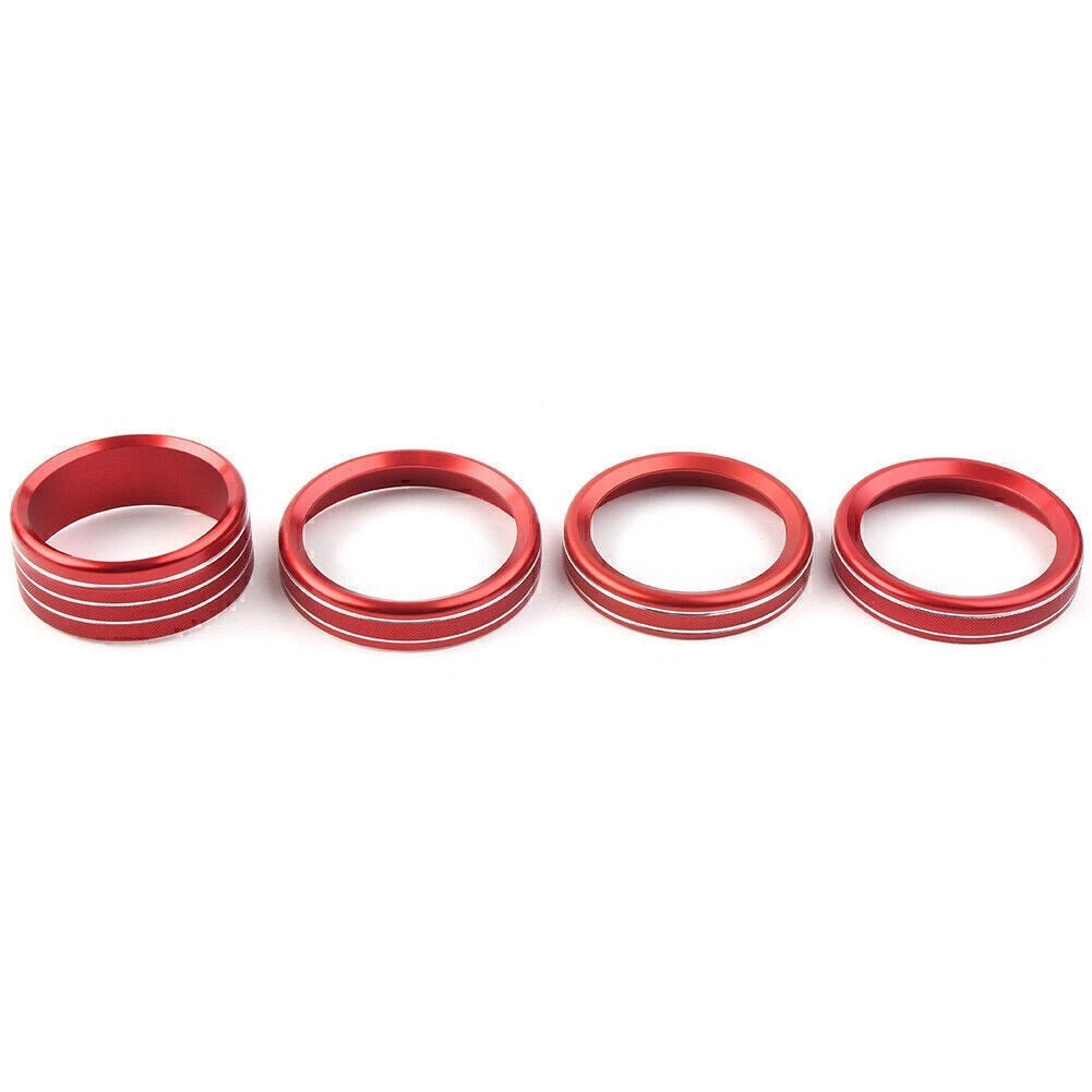 Air Conditioner Audio Switch Knob Ring Cover Trim for Jeep Wrangler JL (2018–2020) Red