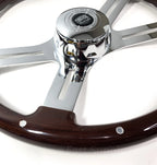 18 Inch Wood Steering Wheel with Rivets for Kenworth Peterbilt Freightliner (2000–2019)