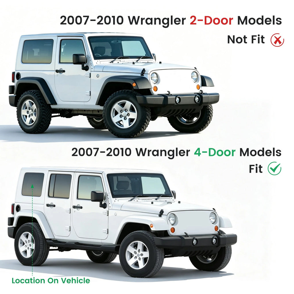 Rear Door Window Tempered Glass for Jeep Wrangler (2007–2010)
