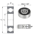 6201DDU Deep Groove Ball Bearing for Scooter Skateboard (P0 12x32x10mm)