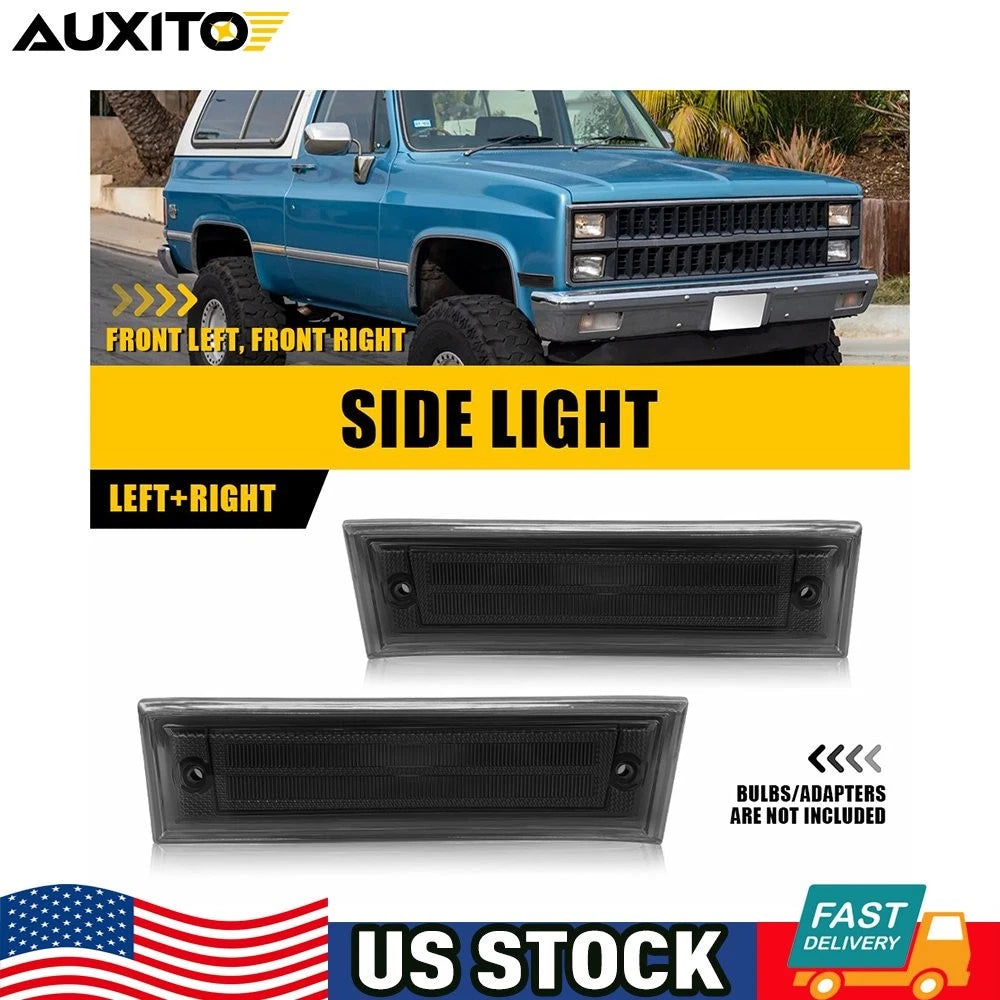 2X Smoke Front Fender Marker Light Assembly for Chevy GMC C1500 K1500 (1981–1991)