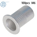 Pack of 100 M6 Rivet Nuts for Automotive Applications