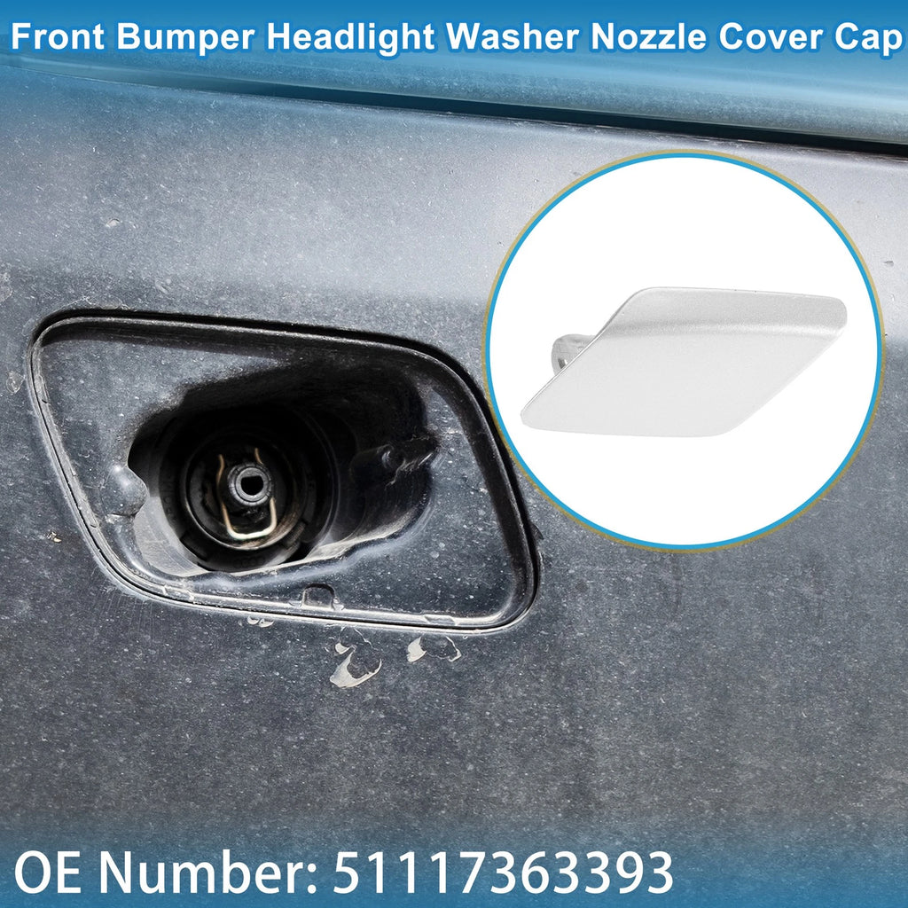 Front Left Washer Nozzle Cover Cap No. 51117363393 for BMW 428i (2014–2016) Silver Tone
