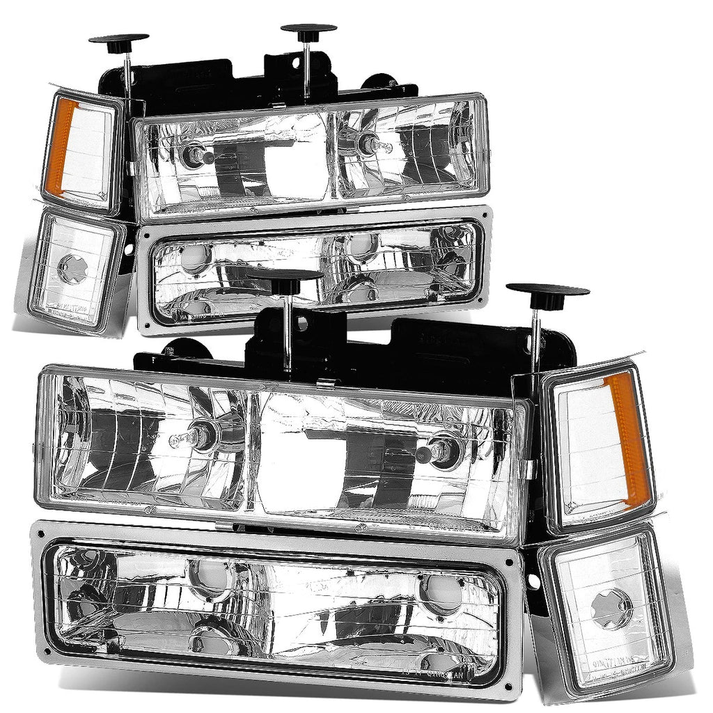 Chrome Headlight + Amber Side Corner + Red LED Tail Light for Chevy C10 C/K (1994–2002)