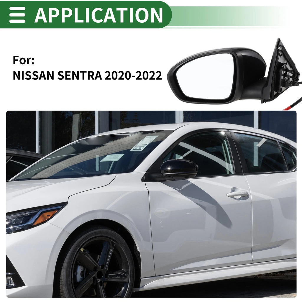 Right Side Door Mirror for Nissan Sentra (2020–2022) Manual Folding Black