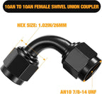 10AN Female to 10AN Female 90 Degree Swivel Coupler Union Fitting Adapter