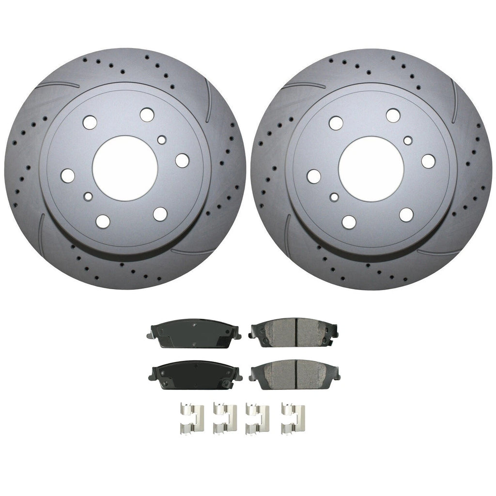 Rear Brake Kit 345mm Disc & Akebono Ceramic Pads for Cadillac Chevrolet GMC