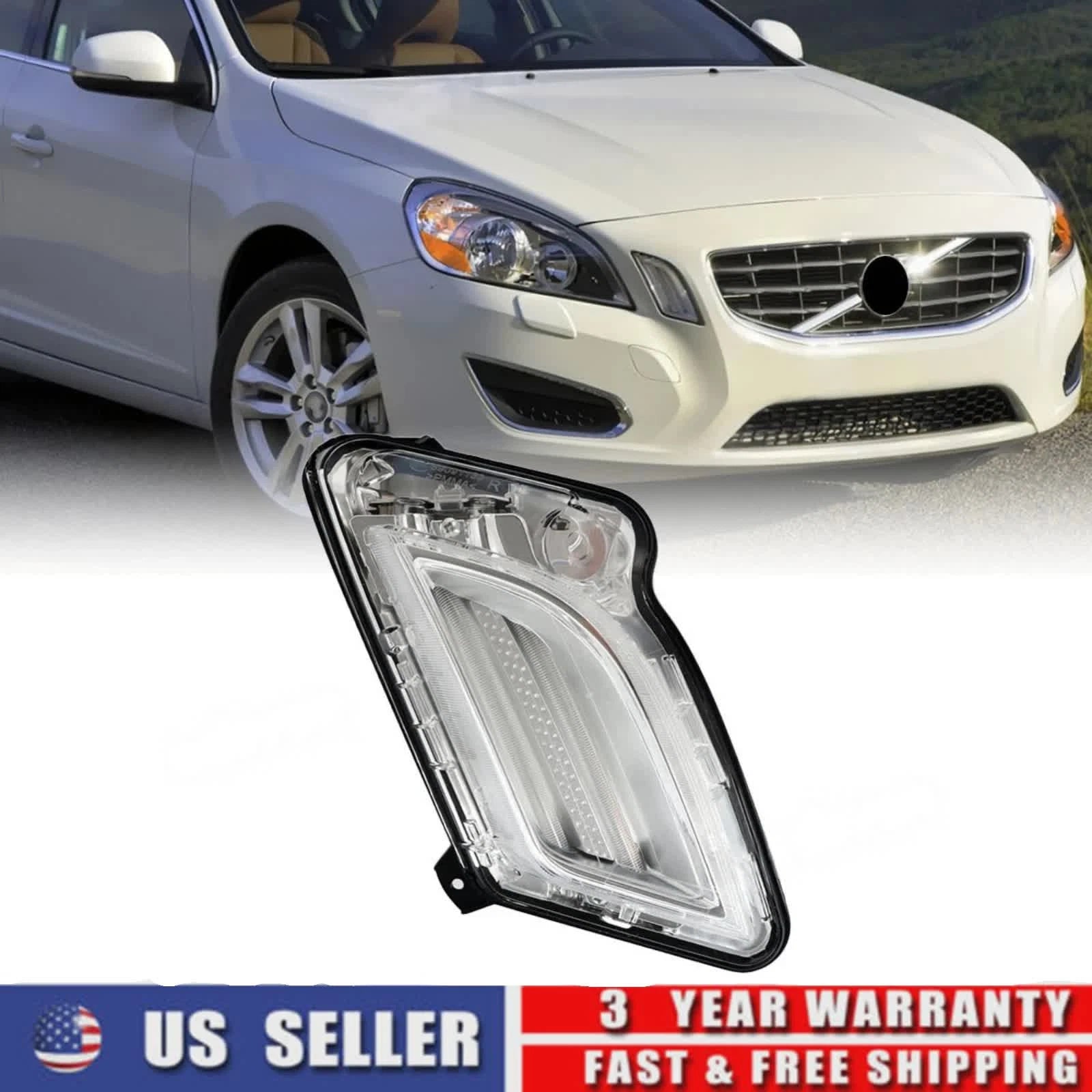 Passenger Side LED DRL Fog Lamp for Volvo S60 (2011–2013)