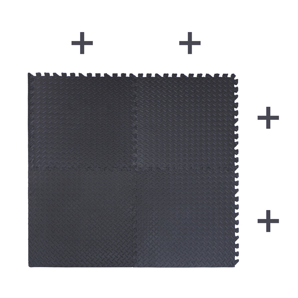 EVA Foam Interlocking Exercise Mat Tiles for Gym Flooring (Black)