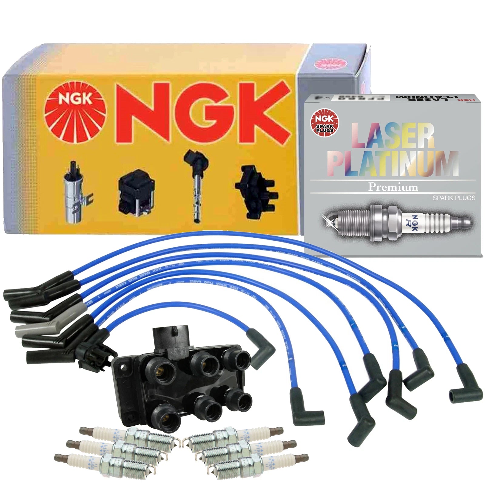 NGK Ignition Coil Wires & 6 Laser Platinum Spark Plugs for Ford Ranger (1998–2011)