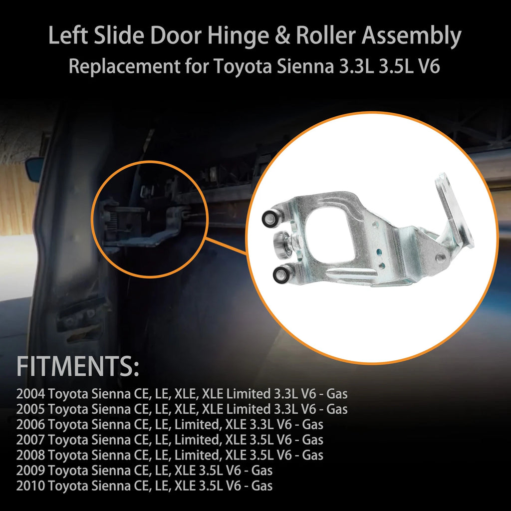 Left Driver Side Center Sliding Door Hinge & Roller for Toyota Sienna (2004-2010)