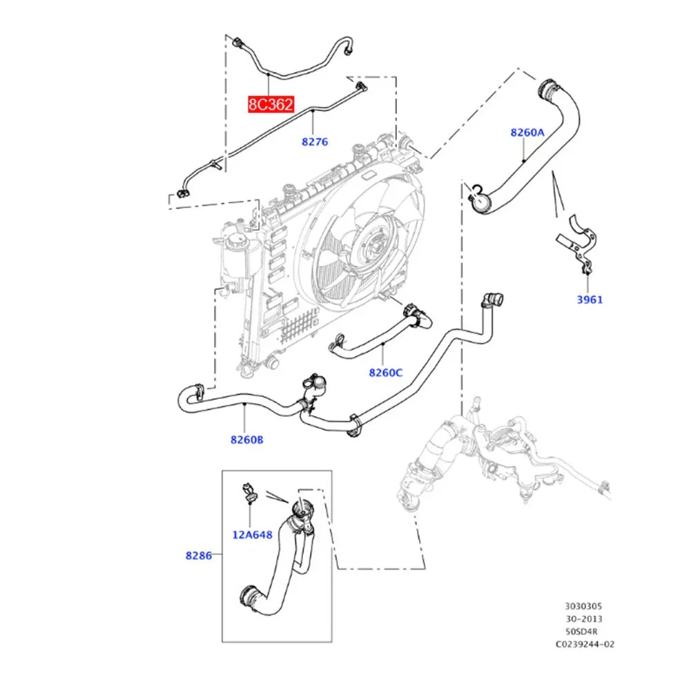 Radiator Coolant Hose LR035629 for Land Rover Range Rover 5.0T V8 (2013-2021)
