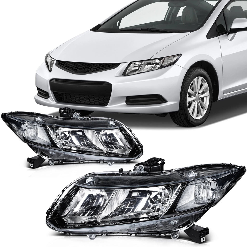 2X Headlight Assembly for Honda Civic (2012–2015) - Black