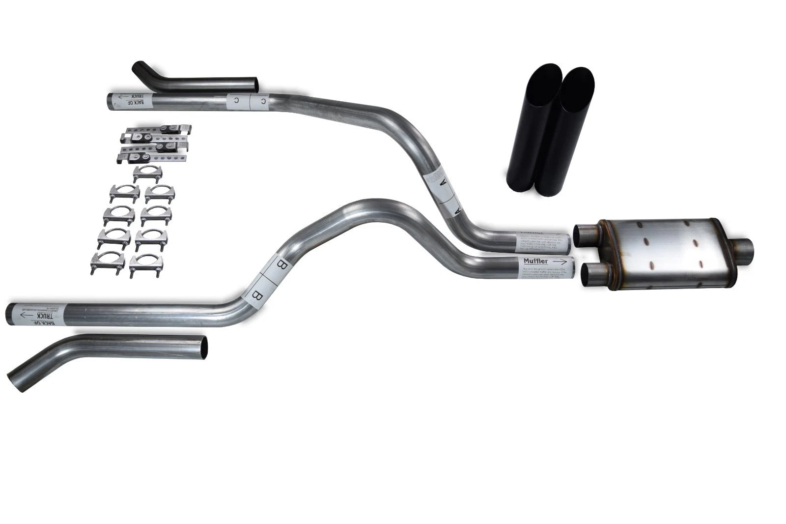 Dual Exhaust Kit for Dodge Dakota (1997–2005) - 2.5" Black Chrome