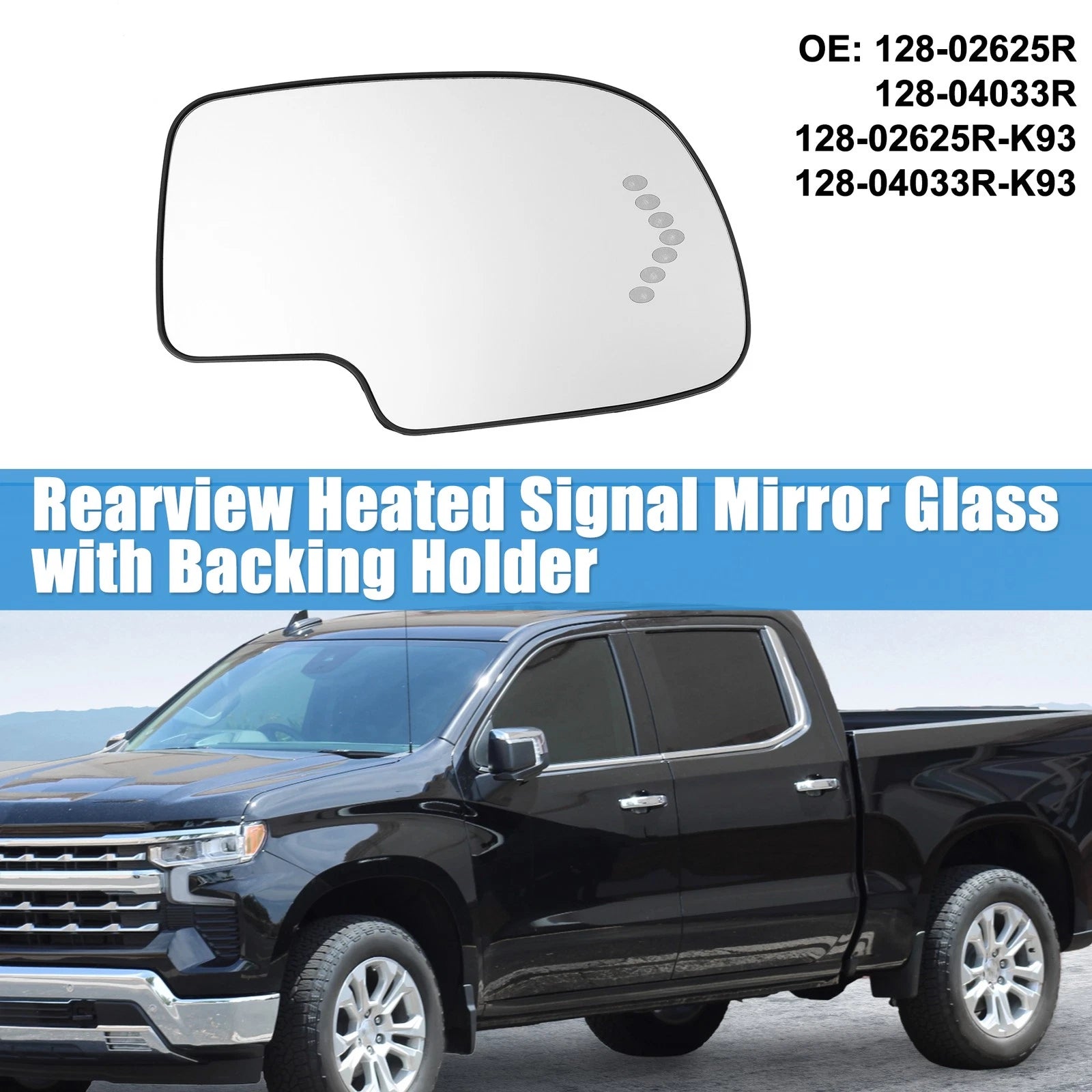 Right Rearview Heated Mirror Glass for Chevy Silverado/Avalanche/Suburban (2007–2014)