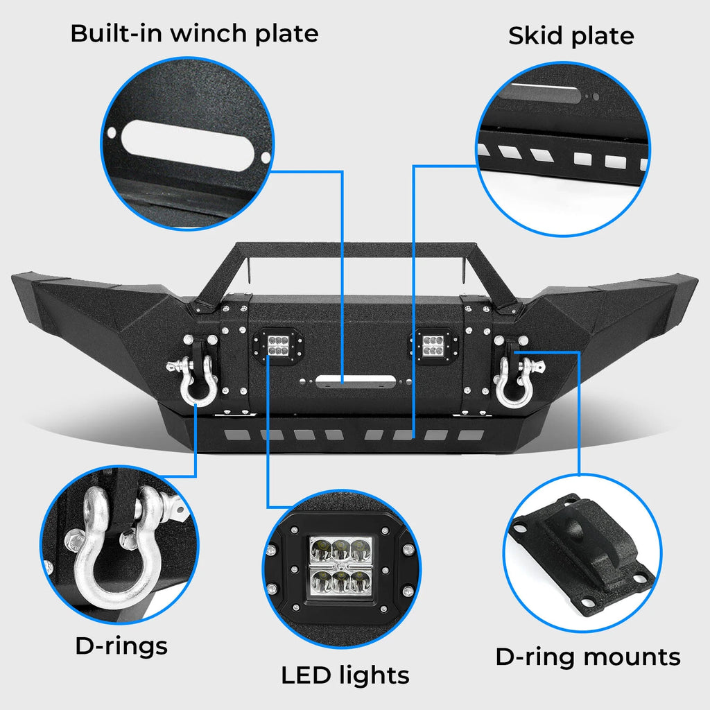 Front Bumper for Toyota Tacoma (2005–2015) with Winch Plate and LED Lights