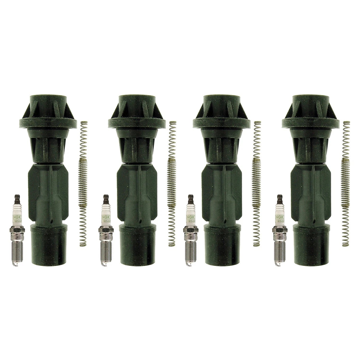 Set of 4 NGK G-Power Platinum Spark Plugs & Coil Boots for Mazda 3 (2004–2013)