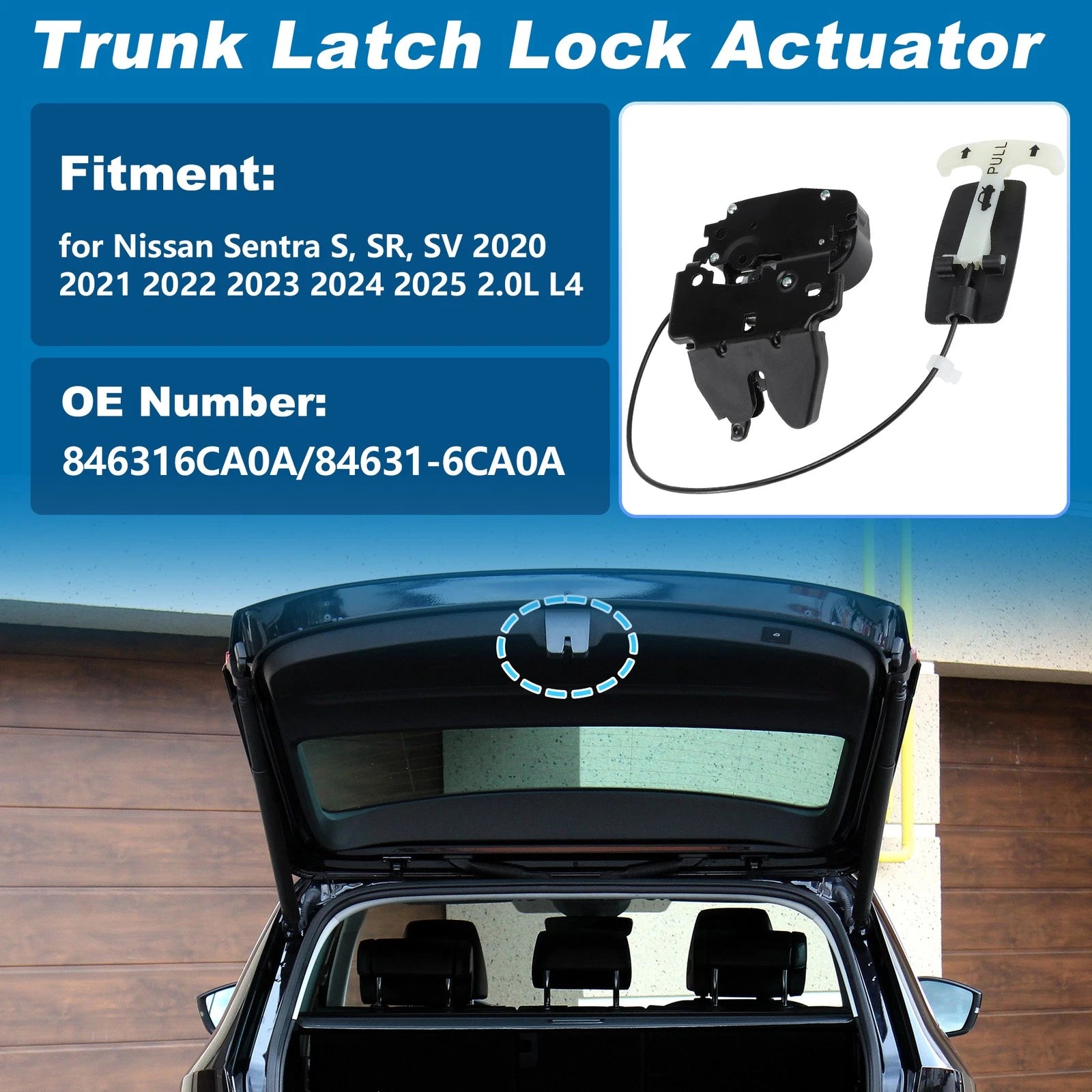 Trunk Tailgate Lock Actuator for Nissan Sentra (2020–2025) 84631-6CA0A