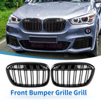 Glossy Black Kidney Grille for BMW X1 (2016–2017)