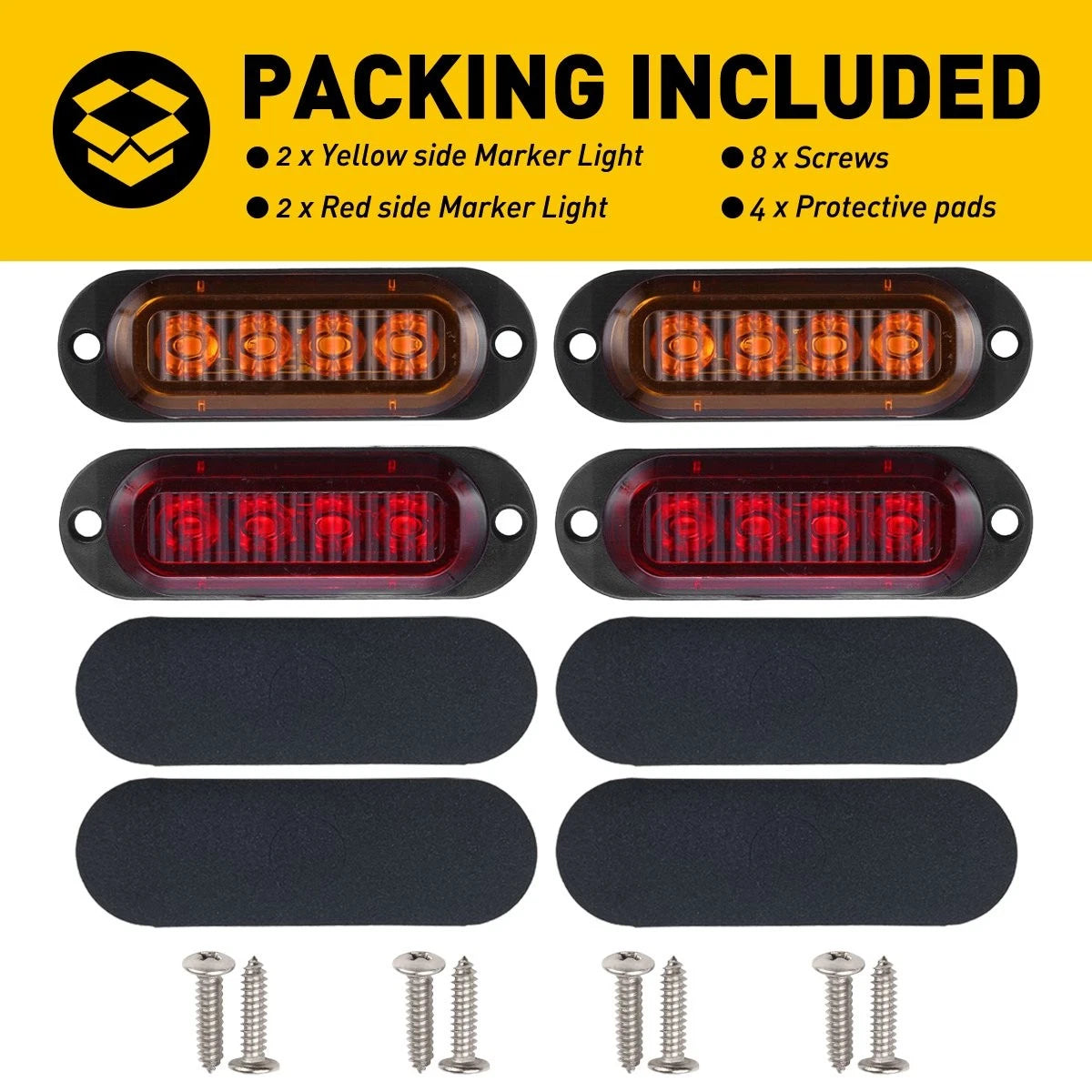 4X Amber Red LED Side Marker Lights for RV Truck Trailer