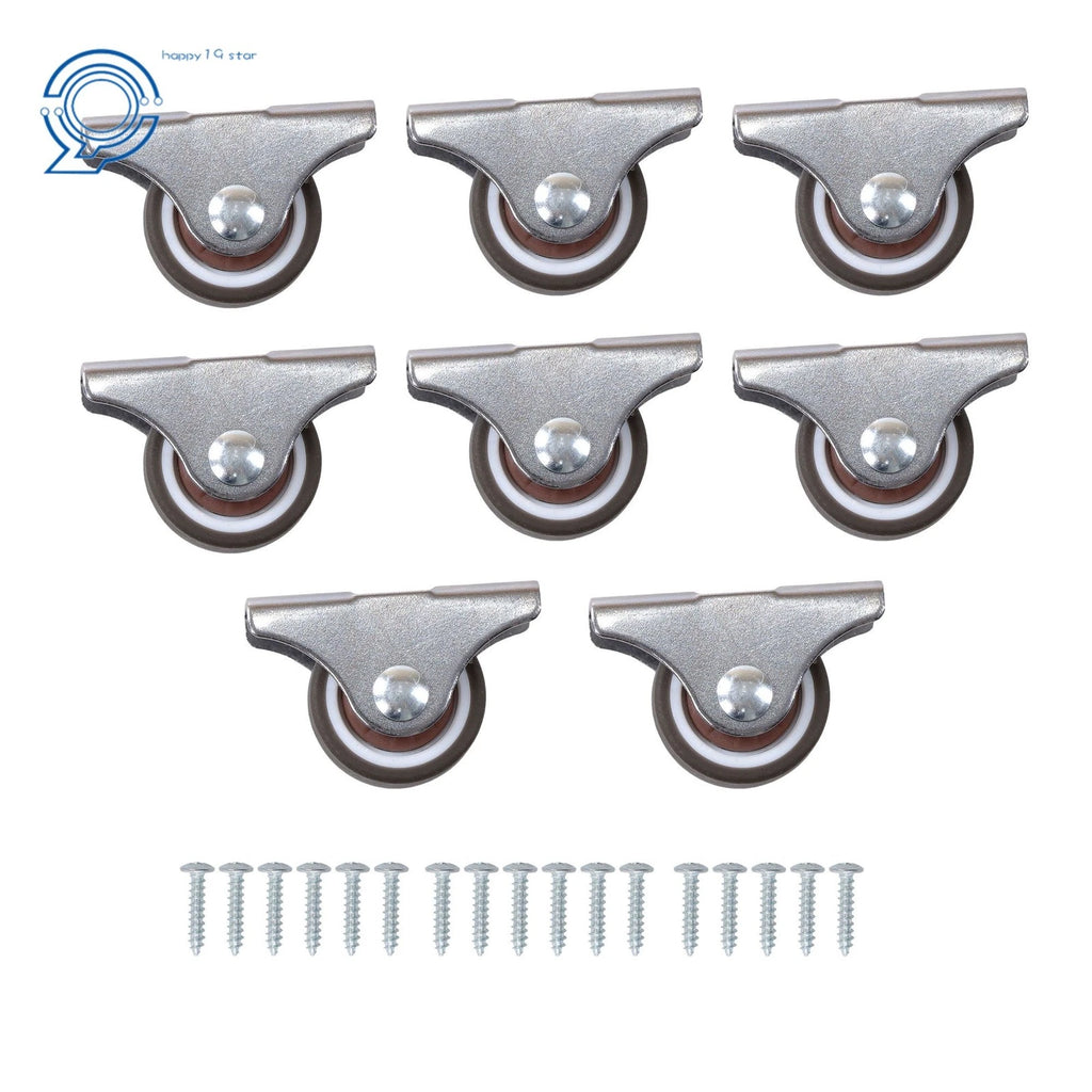 Set of 8 Mini Caster Wheels for Low Profile Applications (Non-Swivel)