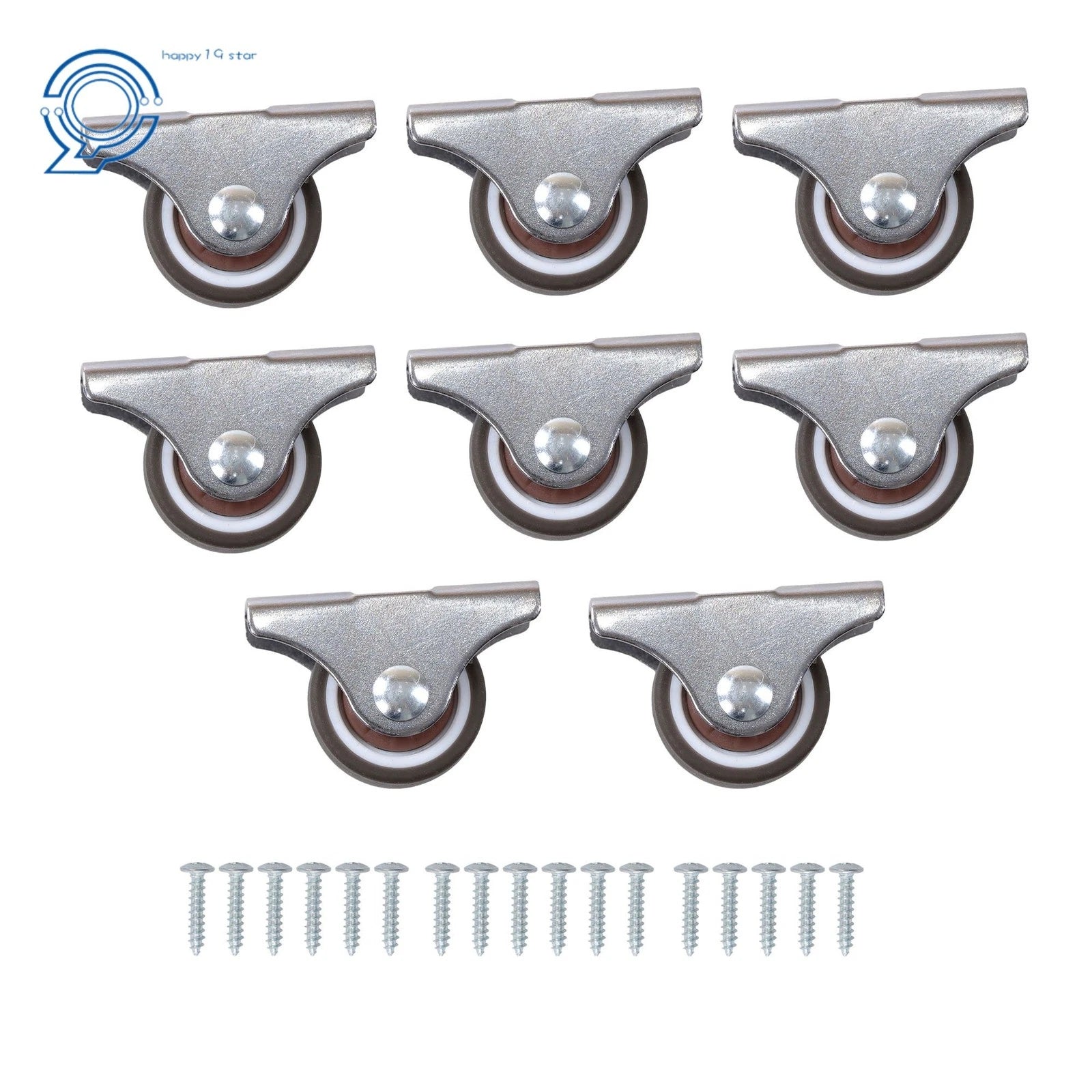 Set of 8 Mini Caster Wheels for Low Profile Applications (Non-Swivel)