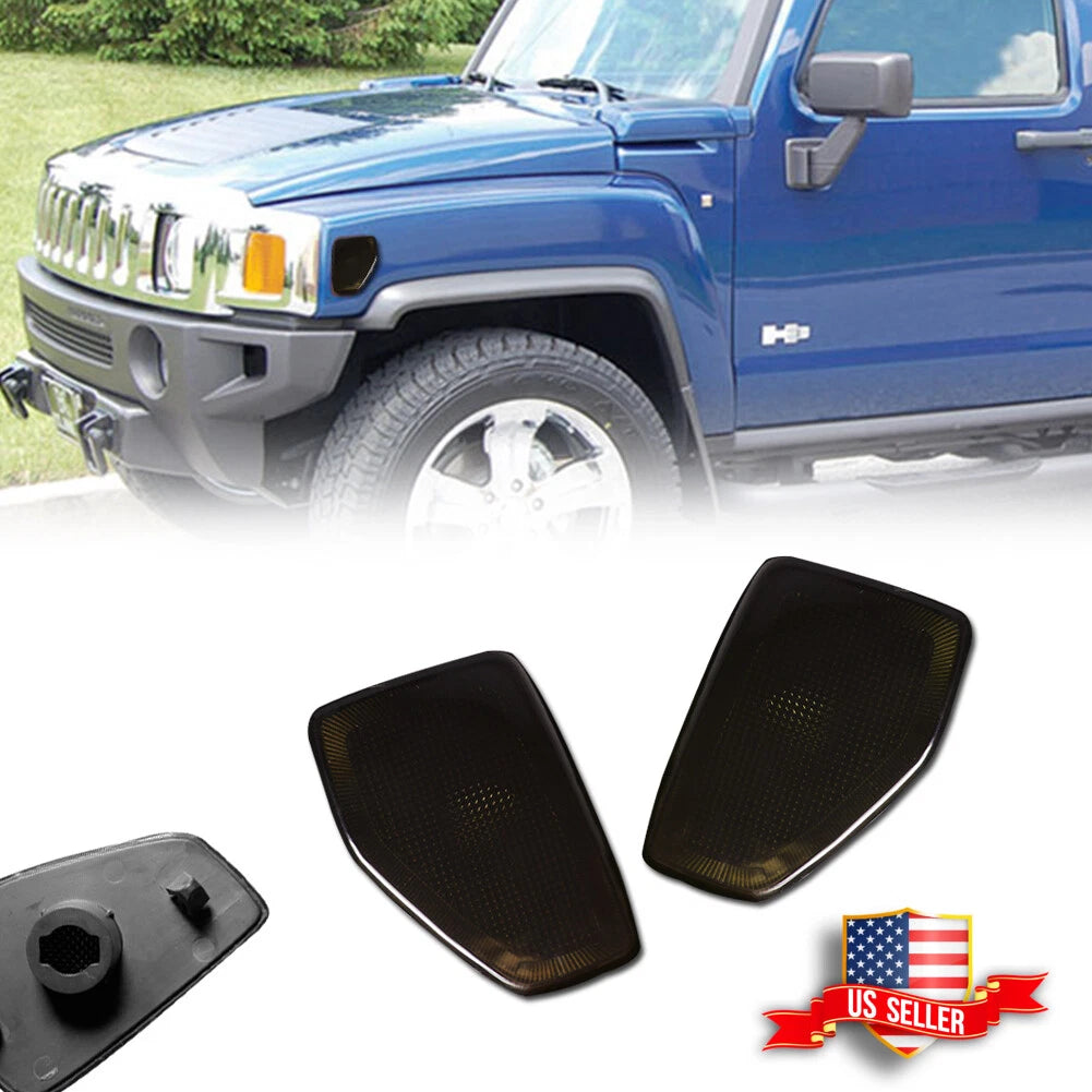 Set of 2 Smoked Lens Front Fender Side Marker Lights for Hummer H3/H3T (2005–2010)