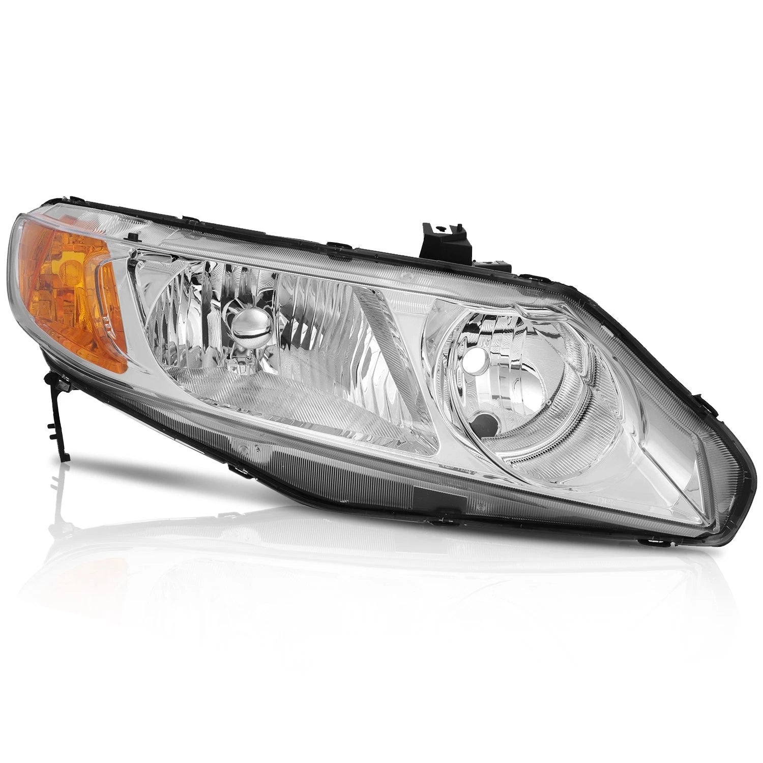 Headlights Pair for Honda Civic 4Dr Sedan (2006–2011) Chrome Housing