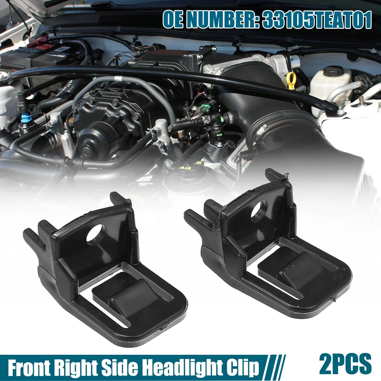 2 x Front Right Side Headlight Clips for Honda Civic (2016-2020)