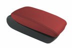 Leather Console Lid Armrest Cover for Audi A6 (2005–2011) Red Black Stitch