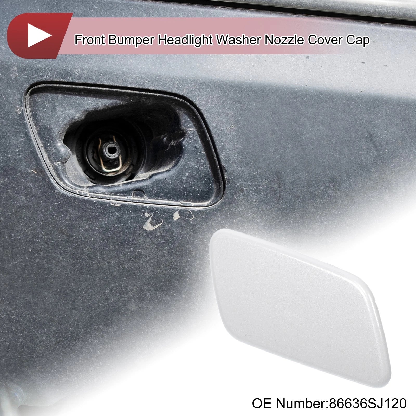 Front Right Washer Nozzle Cover Cap for Subaru Forester (2018–2021) White