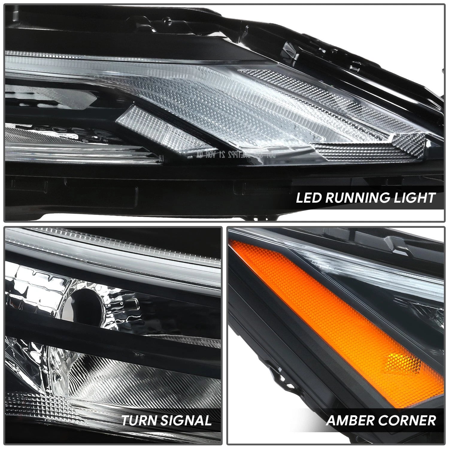 Right Headlight Lamp for Nissan Rogue (2021–2023) - Black Housing, Amber Corner