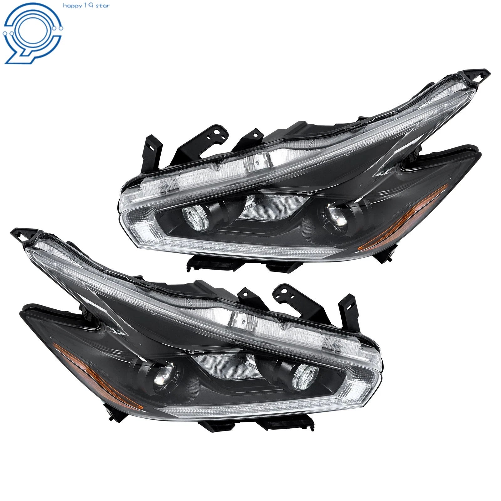 Set of 2 Halogen LED DRL Projector Headlights for Nissan Murano (2015–2018)