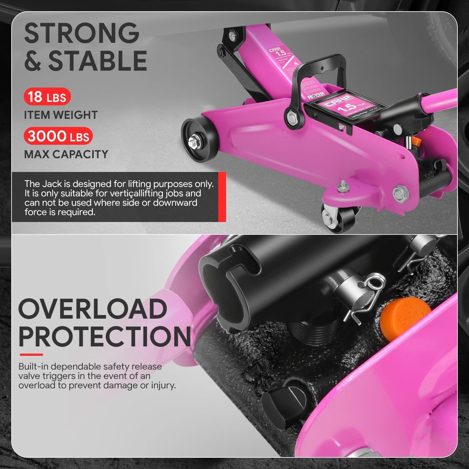 5.3-12in Hydraulic Lift Floor Jack for Universal Use (3000lbs Capacity)