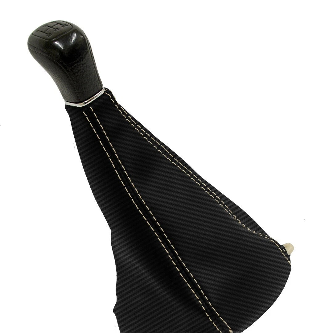 Manual Shift Boot Cover for Honda Civic (1998–2002) Carbon Fiber Beige Stitch