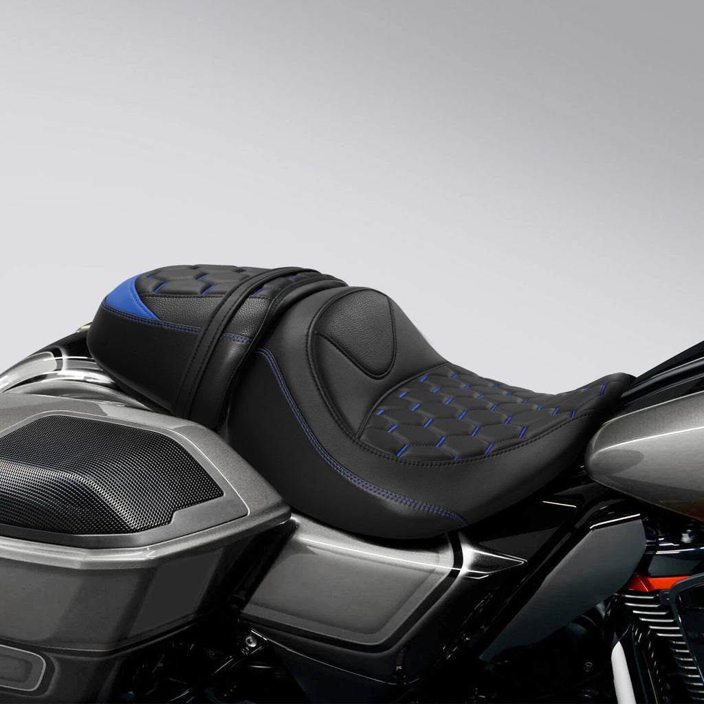 Driver Passenger Seat for Harley CVO Street Road Glide (2023–2024) Black Blue