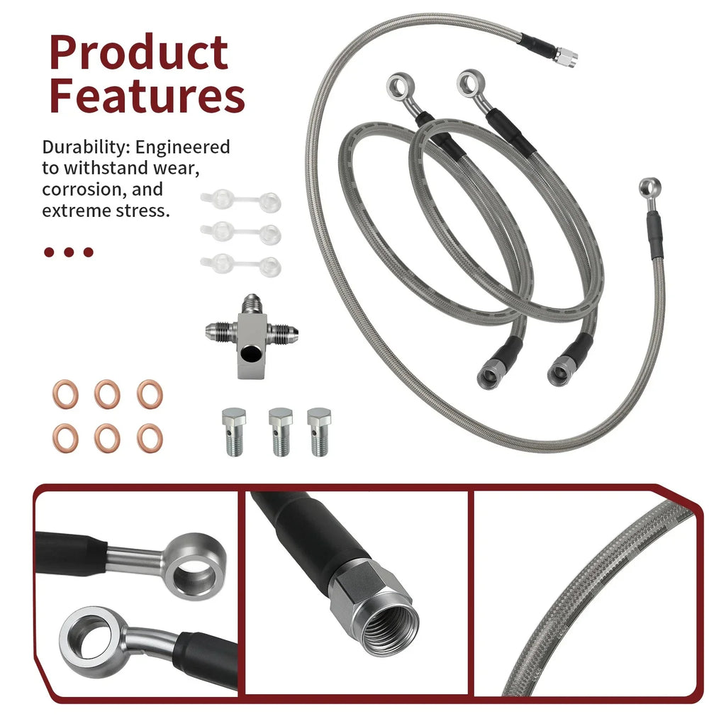 3 x Front Brake Hose Lines Kit for Suzuki Quadsport Z400 LTZ400 LTZ400Z (2003–2008)
