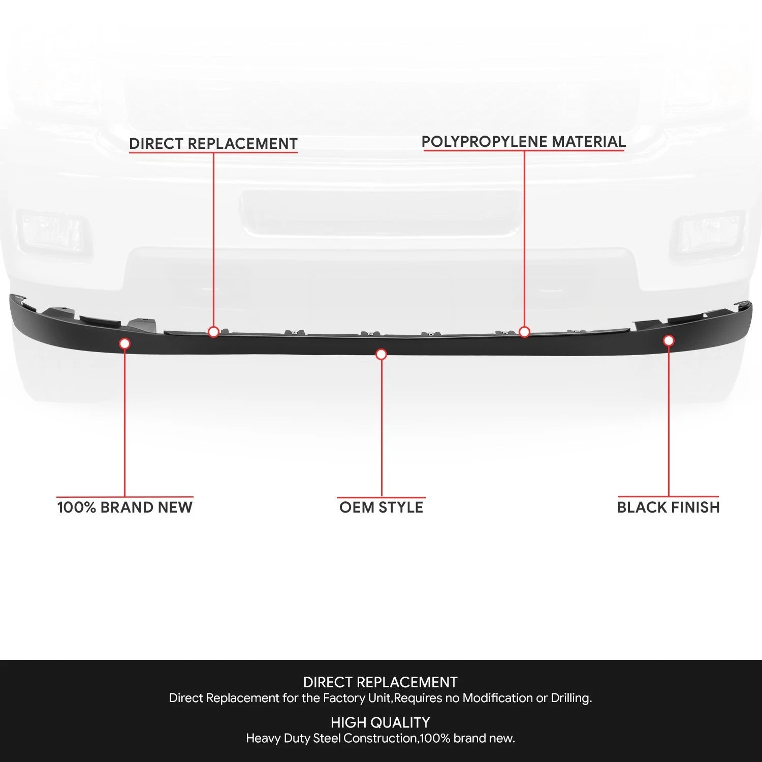 Front Bumper Valance Lower Air Deflector for Silverado 2500 3500 HD (2011–2014)