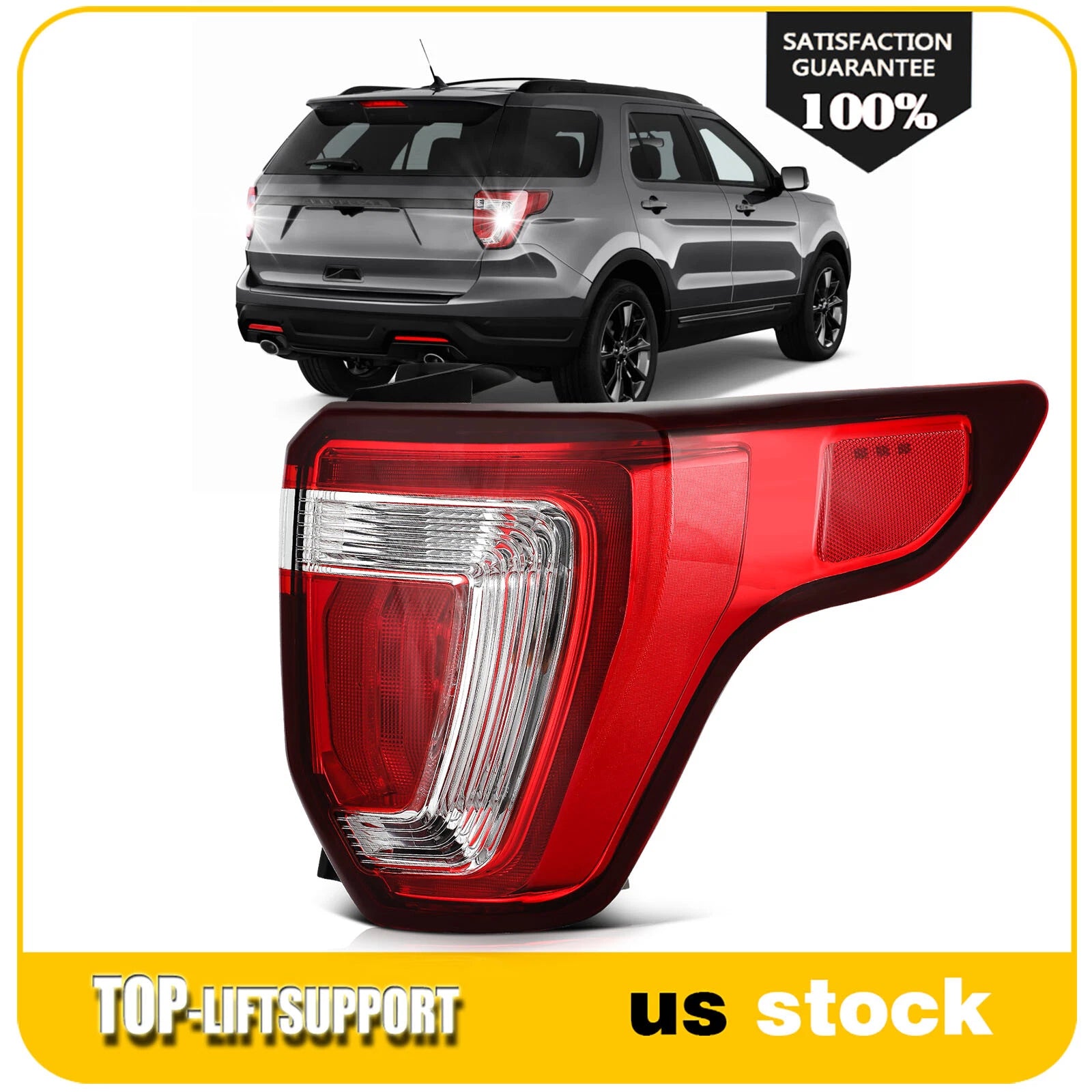 Right Side Taillight Assembly for Ford Explorer (2016–2019) Red Housing