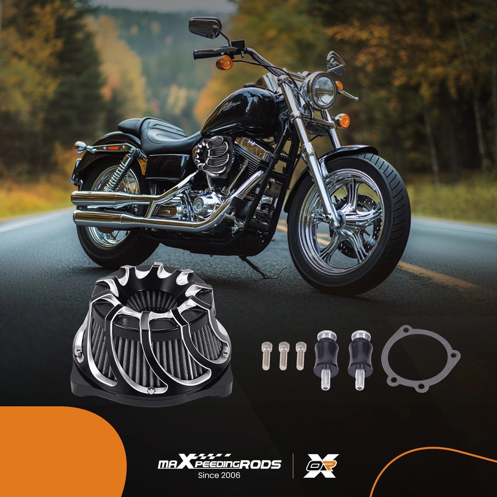 Turbine Air Filter Kit for Harley Dyna (2000–2017) Black Element