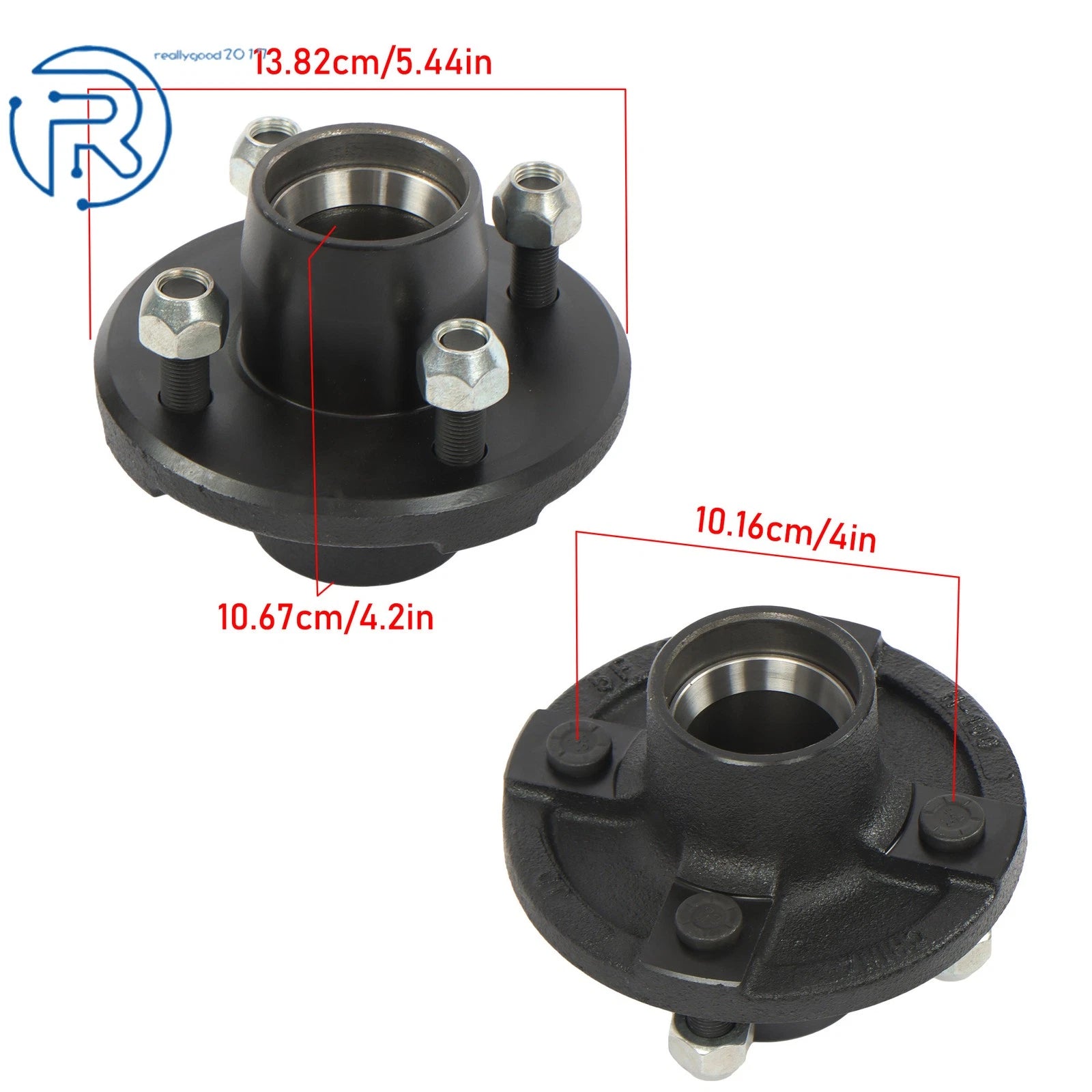 2X 1-1/16" Straight Square Shaft Spindle & 4 on 4" Trailer Hub Bearing Assembly