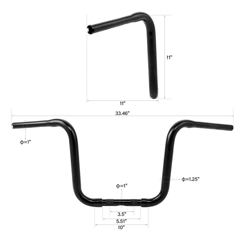 1" Rise 1-1/4" Ape Hanger Handlebar for Harley Sportster XL (2004–2023)