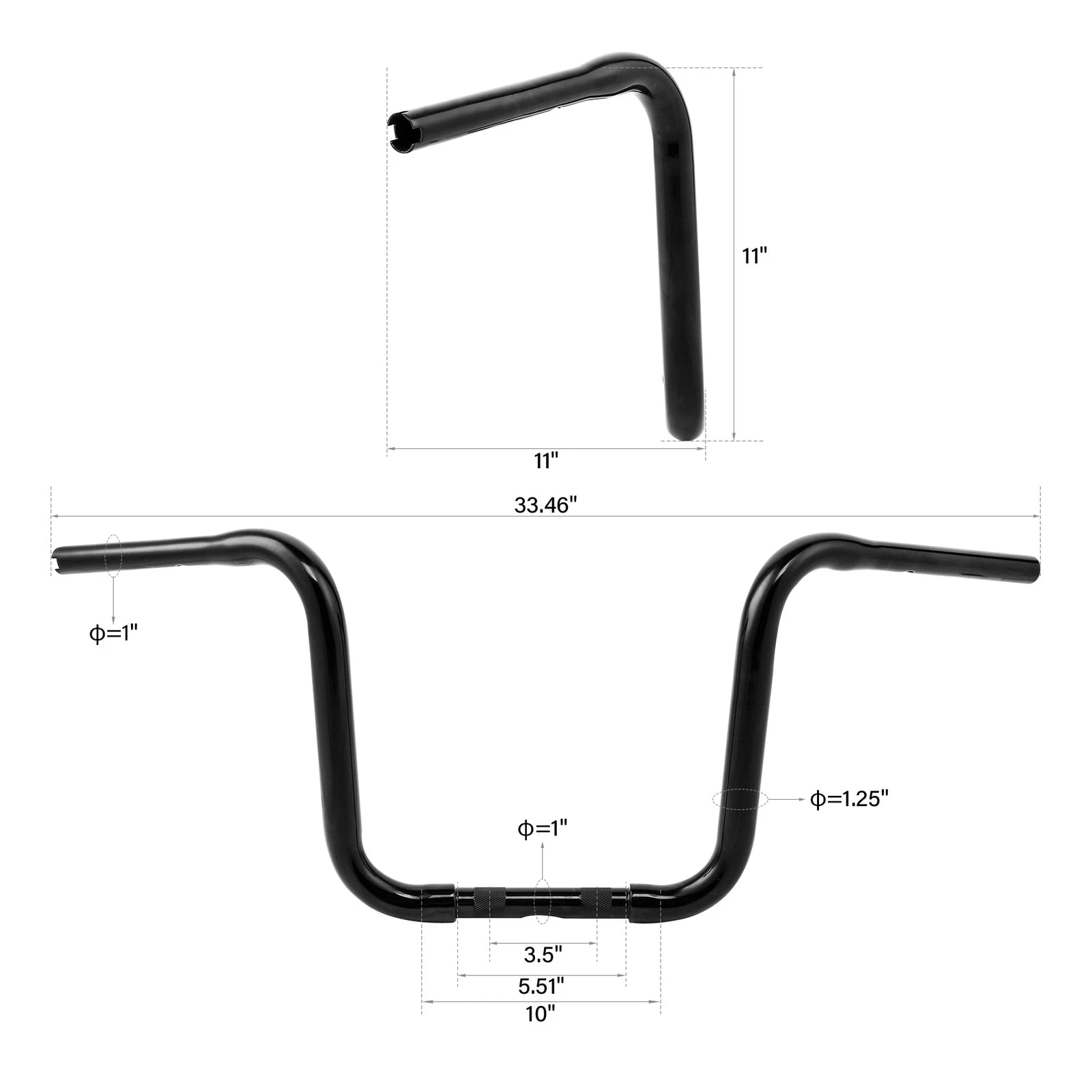 1" Rise 1-1/4" Ape Hanger Handlebar for Harley Sportster XL (2004–2023)