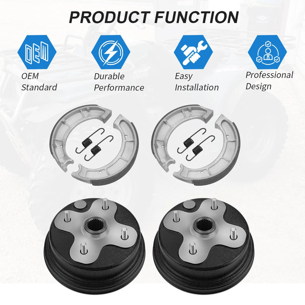 Set of 2 Brake Drums & Shoes for Yamaha Timberwolf 250 ATV (1991–1999)